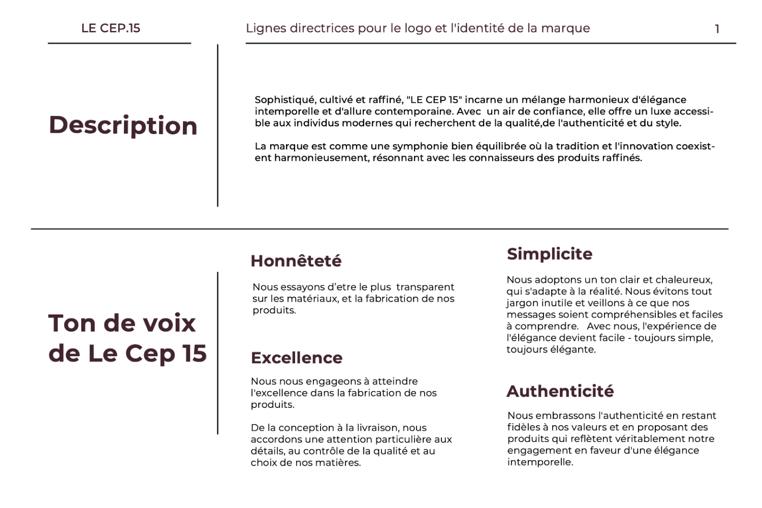 Le cep 15 Brand Guidelines tone of voice